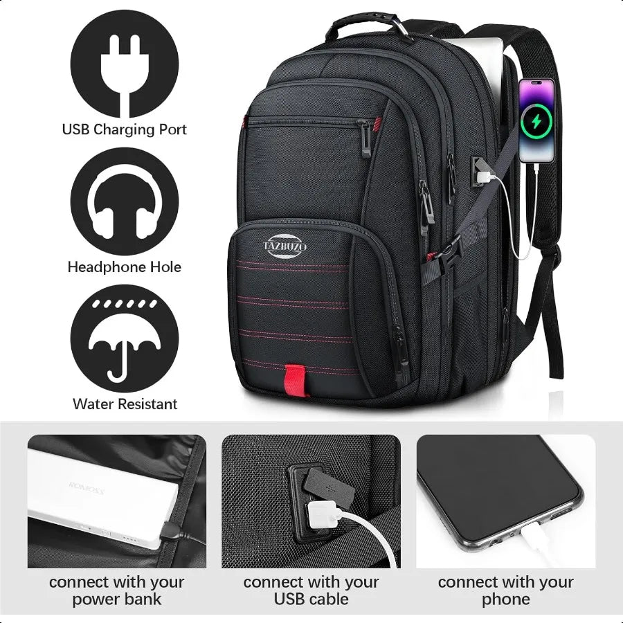 50L Travel Backpack Extra Large Backpack Laptop Backpack for Men big Backpack Water Resistant TSA Appd Busin Work College Schoo