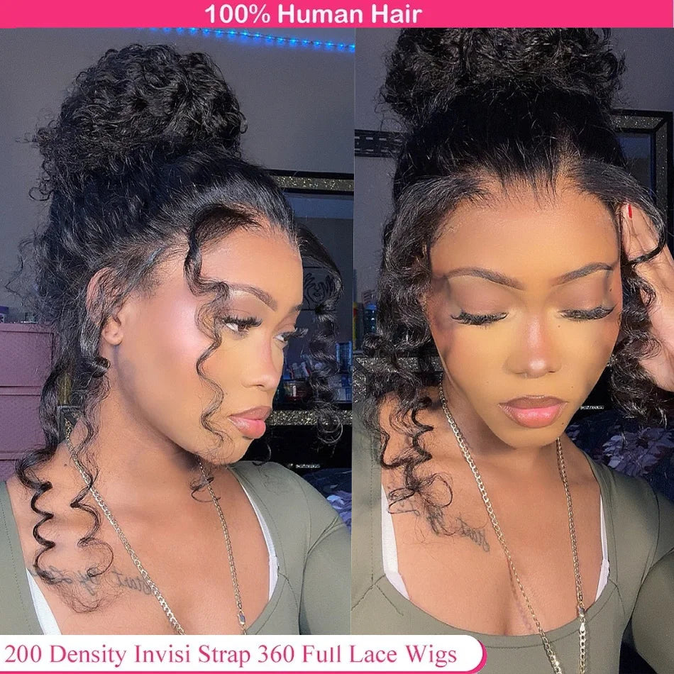 360 HD Full Lace Curly Wigs Human Hair Preplucked 13x6 13x4 Lace Frontal Wig Deep Wave Glueless Human Hair Ready To Wear 30Inch