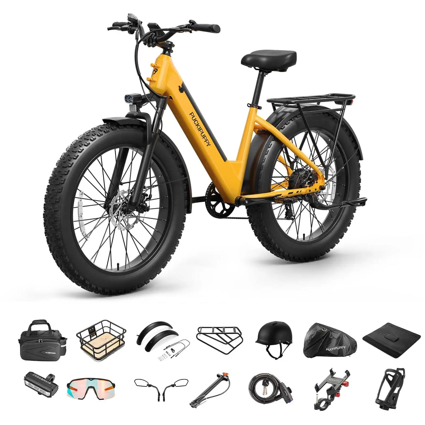 PUCKIPUPPY Samoyed Electric Bike for Adults 960W Peak 48V 15AH Electric Bicycle 26" Fat Tire Commuter E-Bike 2-Year Warranty