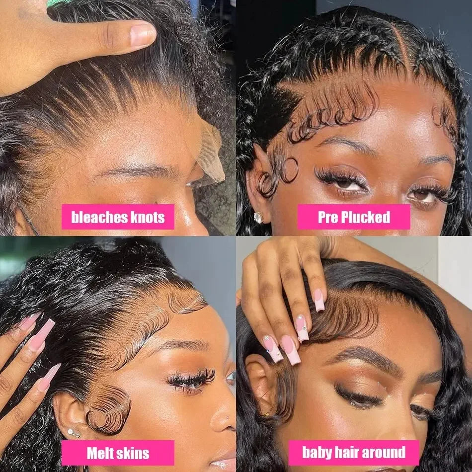 13x6 Hd Lace Frontal Wig Deep Wave 250 Density Curly Human Hair 100% Preplucked Water Wave Front Wigs For Black Women Brazilian