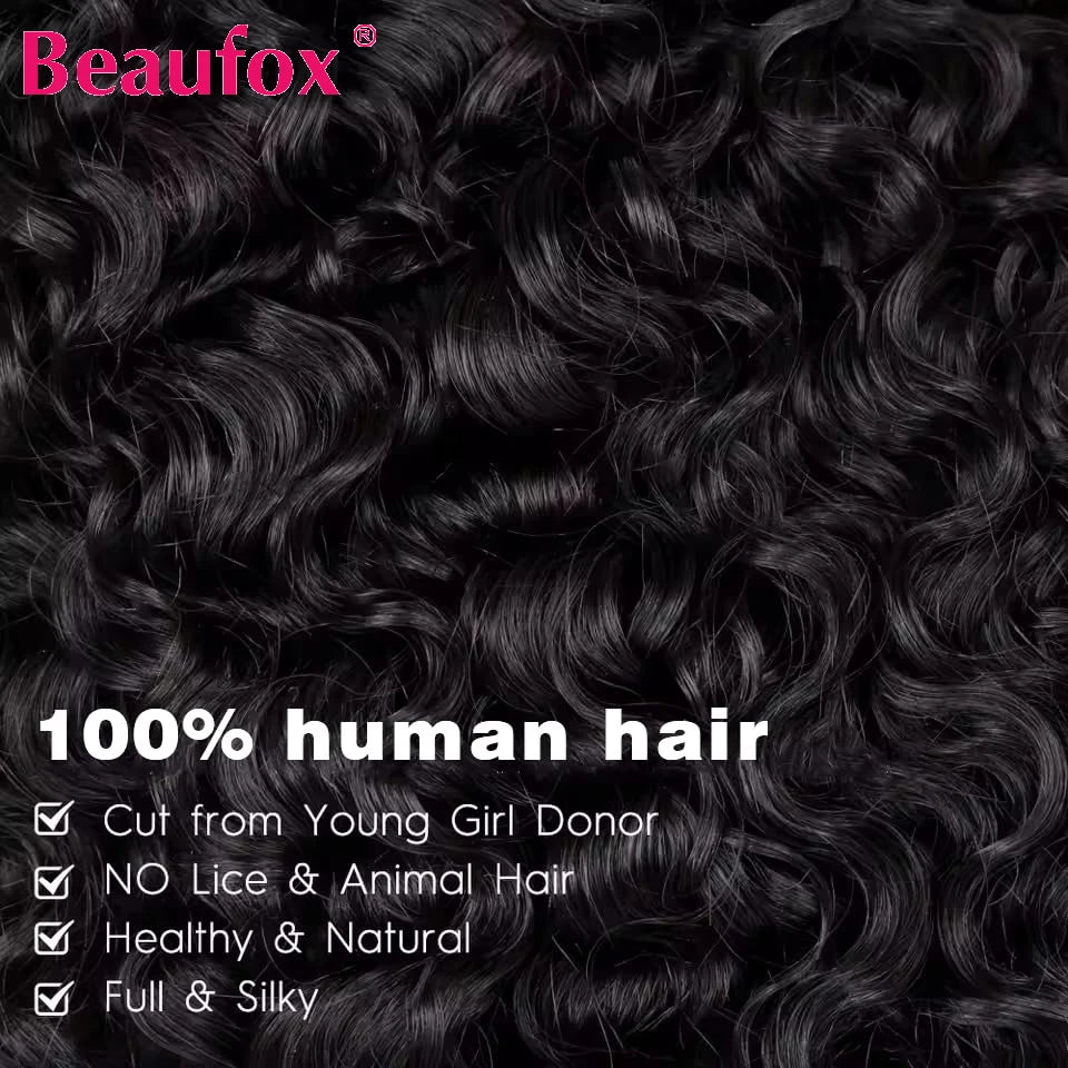 Beaufox Burmese Curly Bundles Human Hair Raw Virgin Curly Hair Bundles Water Wave Human Hair Bundle Spiral Curls Double Weft