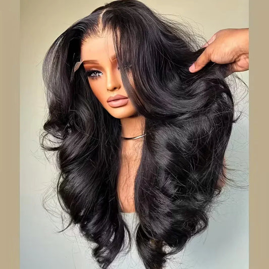 13x4 HD Lace Front Wig - 250% Density Curly Body Wave Peruvian Human Hair, Pre-Plucked with Baby Hair & Natural Look, Seamless B