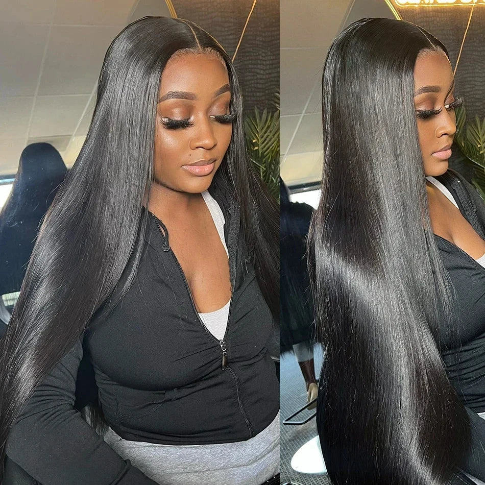 5x5 Pre Cut Hd Lace Closure Wigs 200% Glueless Wigs Human Hair Ready To Wear Bone Straight Lace Front Wigs Human Hair  For Women