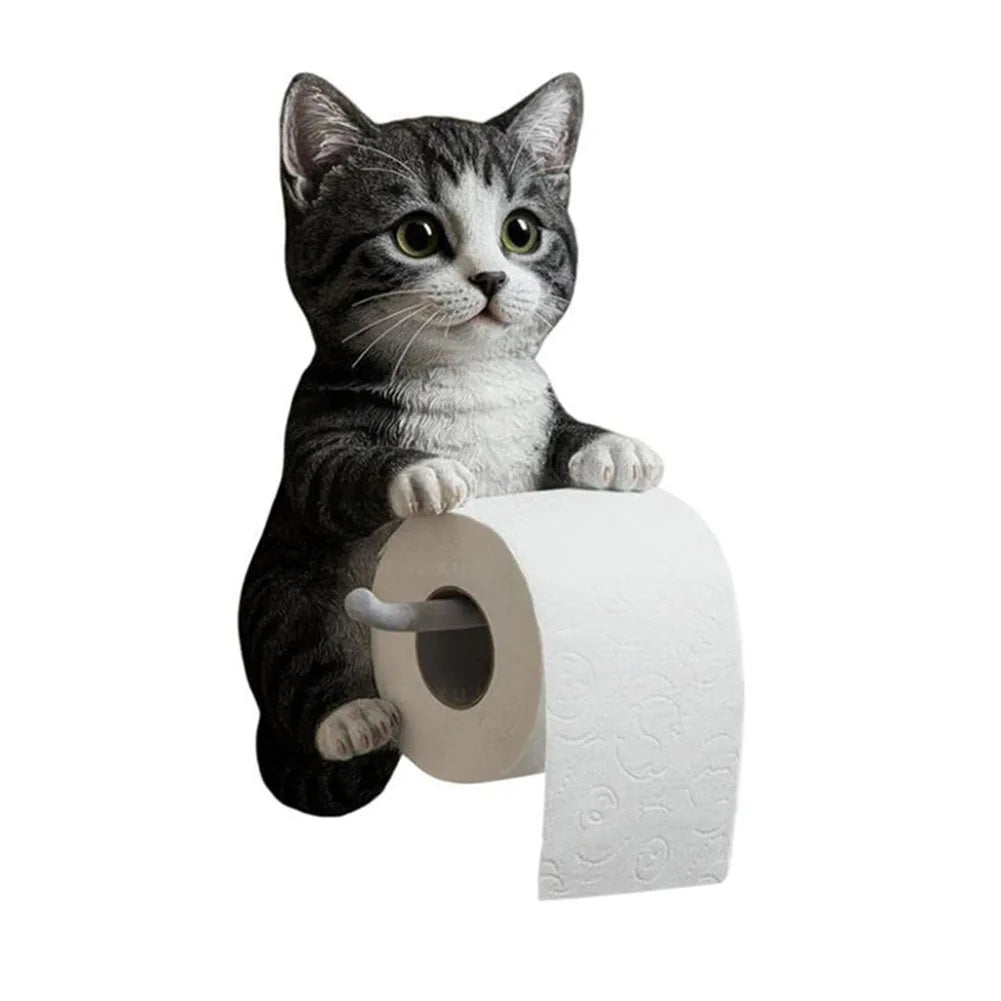 Cute Toilet Paper Holder Wall Mounted Toilet Paper Roll Rack Cat Shape Tissue Dispenser Racks Roll Paper Storage Stand For Home