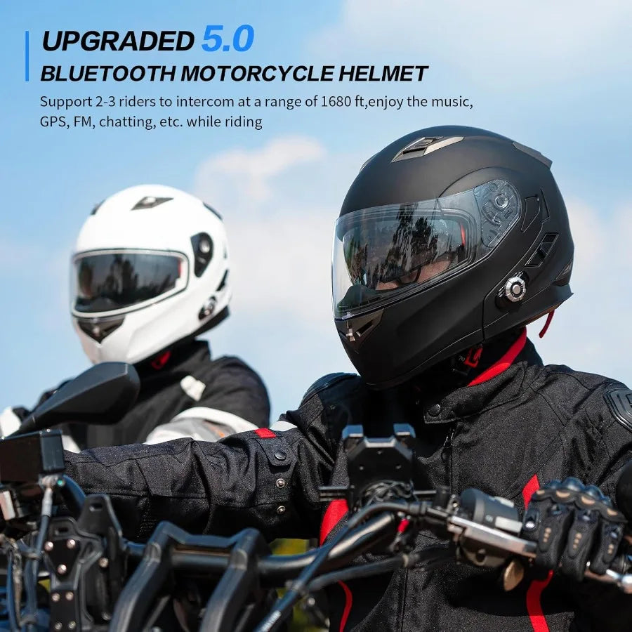 Motorcycle Helmet Bluetooth 5.0 Integrated New EPS FreedConn BM2S Modular Flip Up Dual Visor Motorbike Helmet DOT FMVSS218 Appr