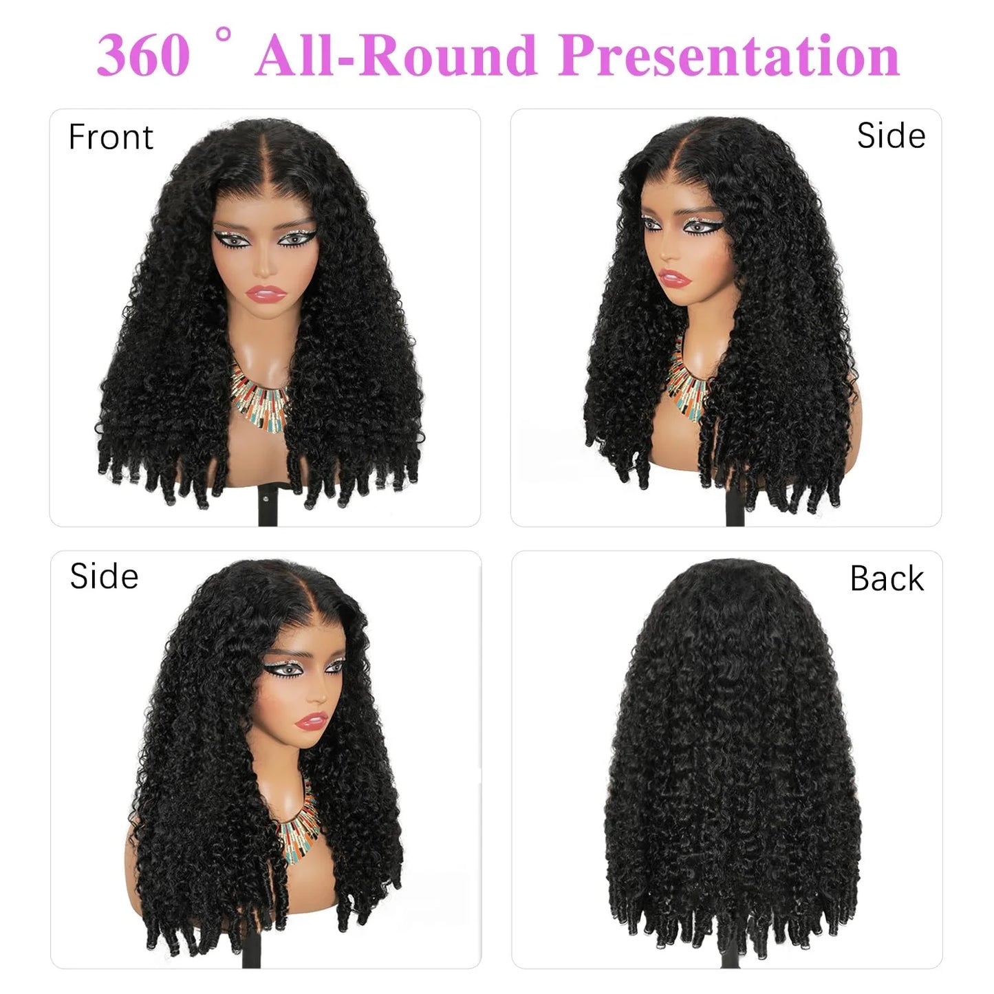 300% Density 13x6 HD Burmese Curly Human Hair Wig Glueless Wear And Go 100% Human Hair Water Wave Wigs with Spiral End for Women