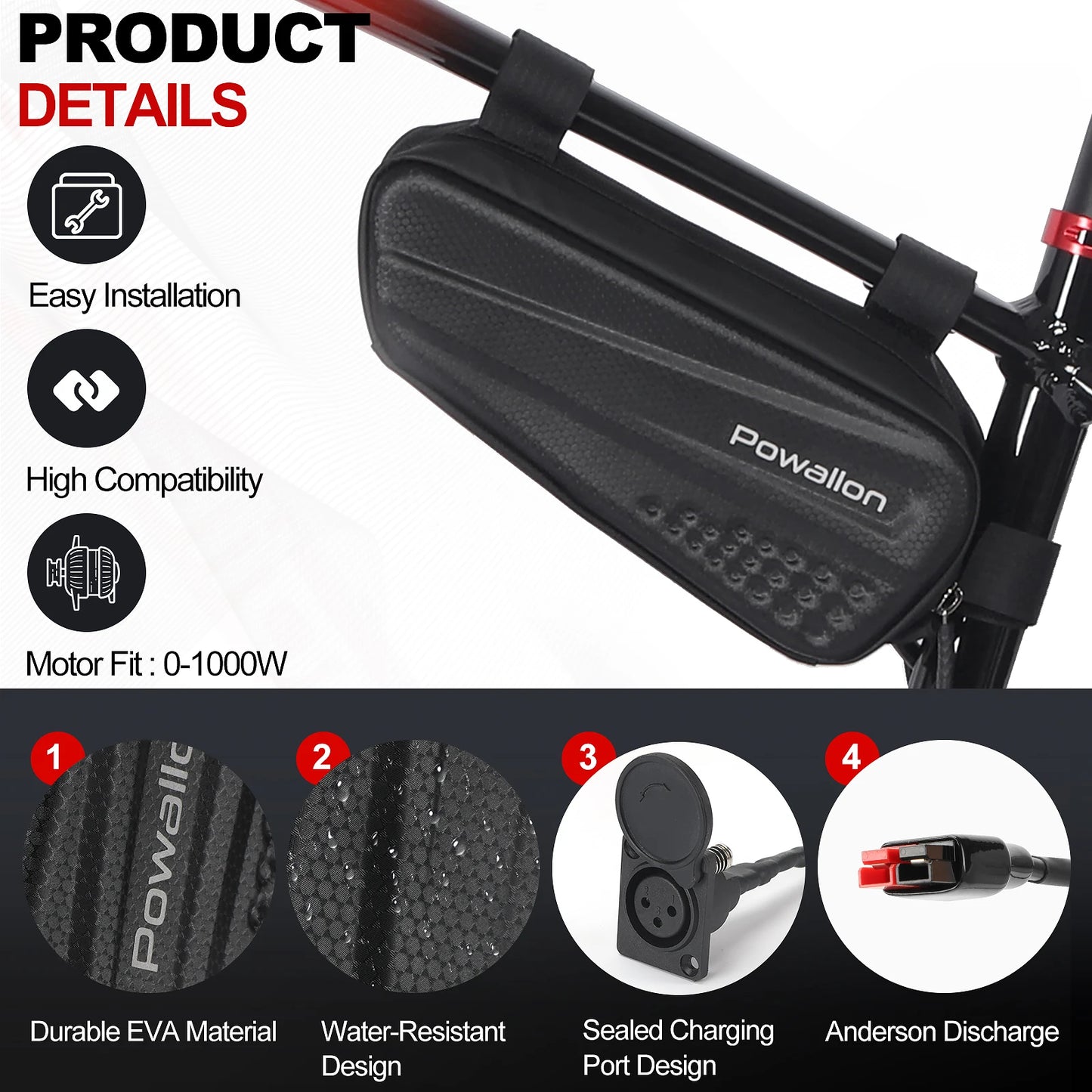 36V 48V EBIKE Battery - 10AH 13AH 20AH Options, E-Bike Triangle Battery with Hard Case Waterproof Case Bag, A+ Branded Cells