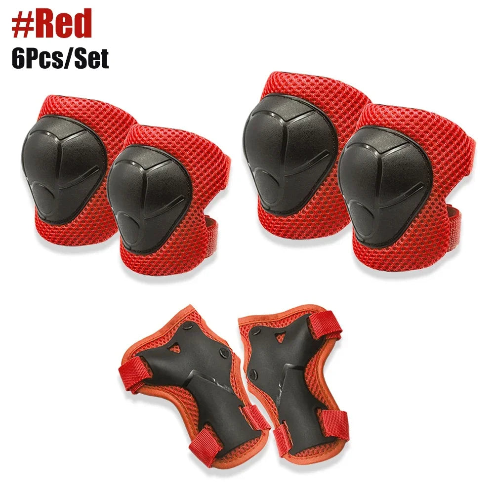 6PCS Kids Protective Gear Set - Knee & Elbow Pads + Wrist Guards for Toddlers 3-7 Years, Skating & Playground Safety