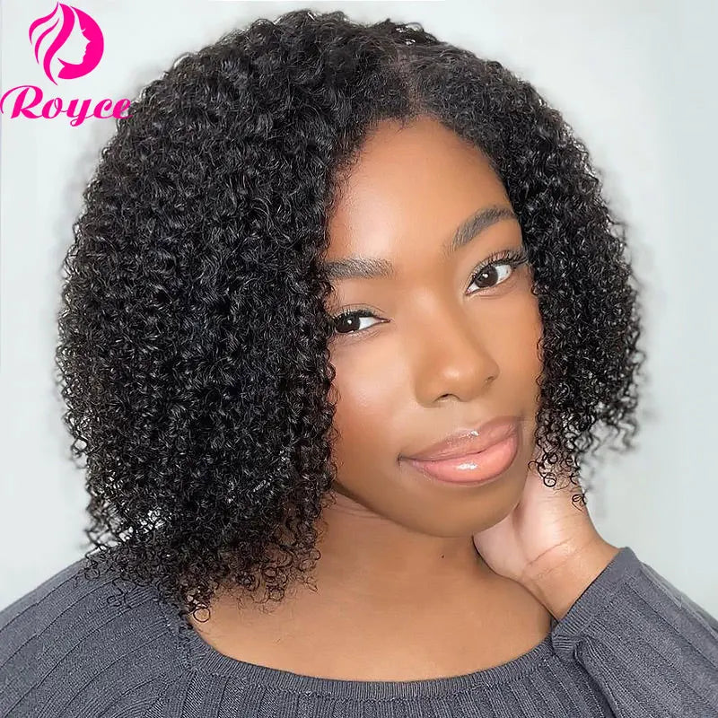 Kinky Curly Edged Short Bob Human Hair Wigs 13x4 Transparent Lace Front Wigs For Women Human Hair Remy 4x4 Closure Soft Bob Wig