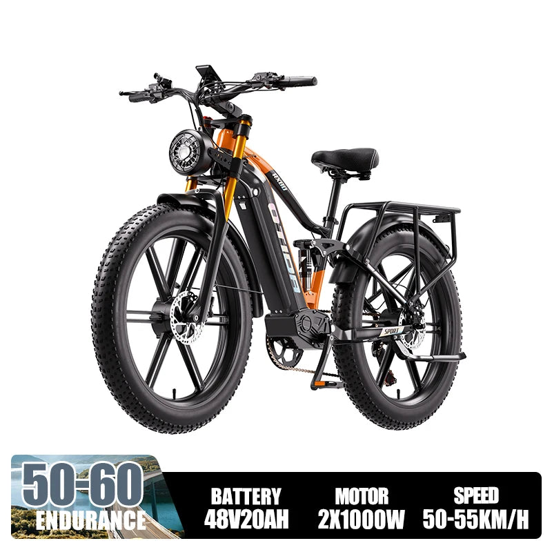 OTIDA OT80 Electric Bike 2000W Dual Motors,48V20AH Battery Long Range,26Inch MTB Electric Bicycle for Adults,Off-Road Ebike