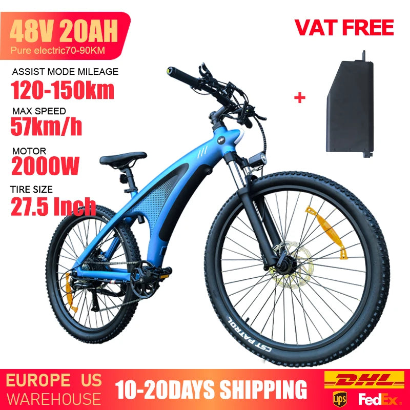 HUANCI Q5 E bike 2000W motor Off-Road Electric bike 48V 20AH electric bicycle 57km/h electric bikes for adult 27.5 Inch ebikes