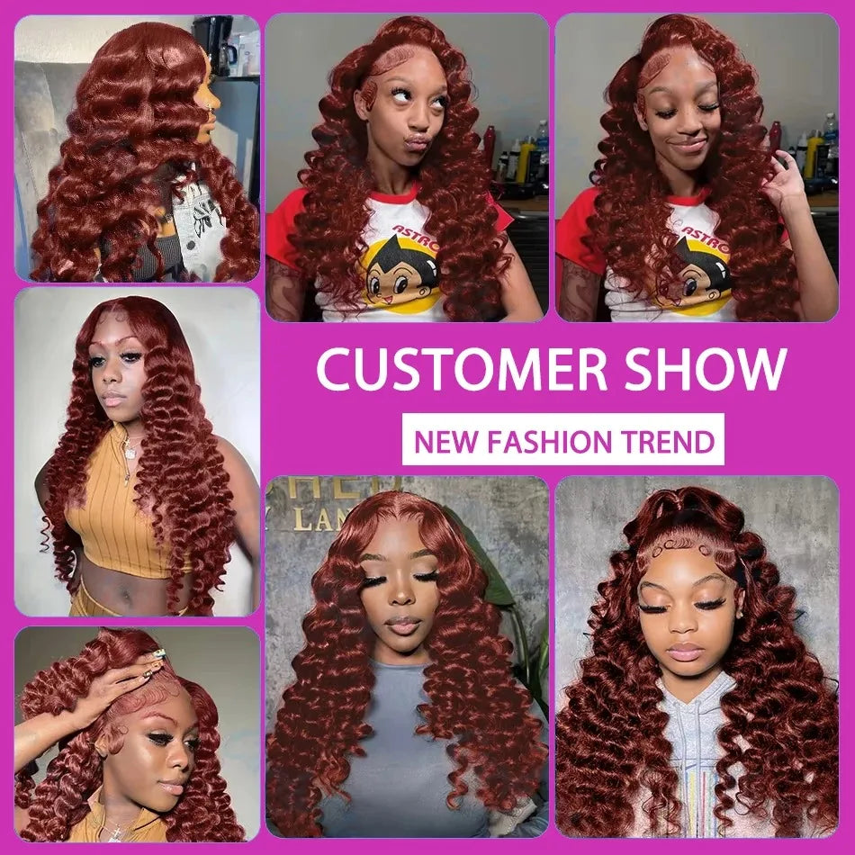 Loose Deep Wave Reddish Brown 13x6 Lace Front Wigs Human Hair Pre Plucked Brazilian Virgin Hair Glueless 13x4 HD Frontal Wig