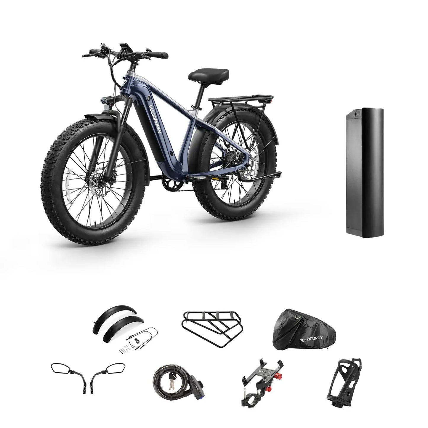 PUCKIPUPPY Beagle 2 Electric Bike With 960W Peak 26" Fat Tire Electric Mountain Bike 28MPH 48V 15AH Removable Battery Ebike