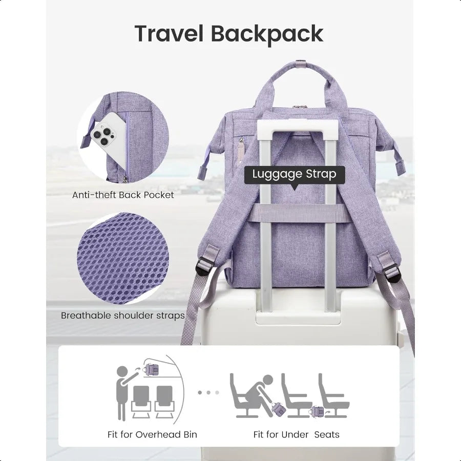Laptop Backpack for Women 15.6 Inch Teacher Nurse Bag Work Travel Computer Backpacks Purse College Bookbag for School Water Res