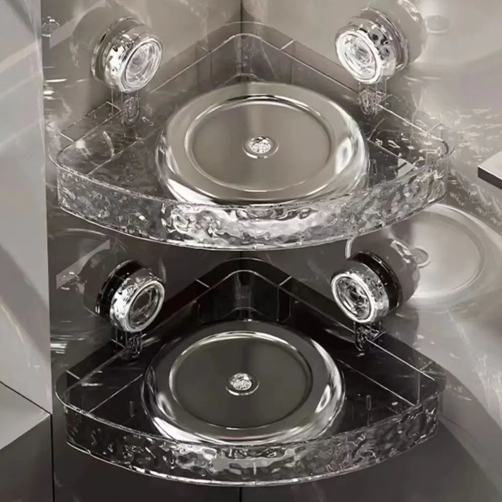 Suction Cup Bathroom Storage Shelf No Drill Storage Basket Multifunctional Clear Wall Caddy Shampoo Holder Bathroom Accessories