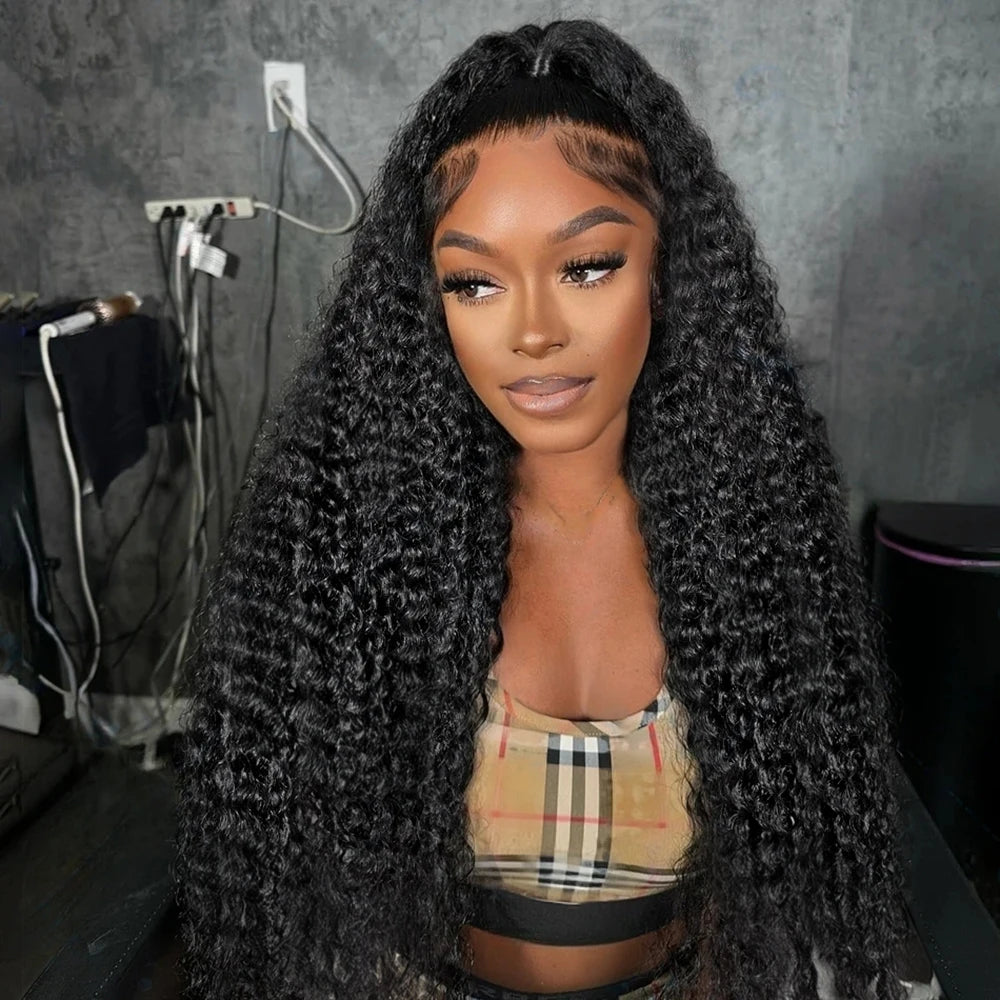 46 Inch Curly Wigs Deep Wave Human Hair 13x6 Lace Frontal Wigs 300% Density Glueless Wigs Human Hair 13x4 360 HD Lace Front Wigs