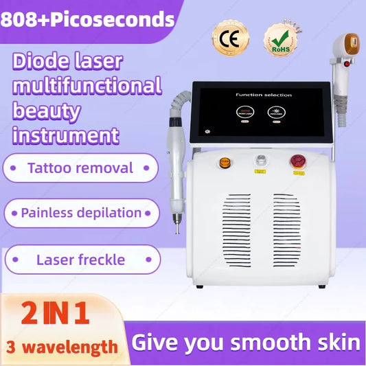 2 IN 1 Professional Diode Freezing Point Laser Facial Body Hair Removal Machine Remove Tattoo Picoseconds Permanent Painless