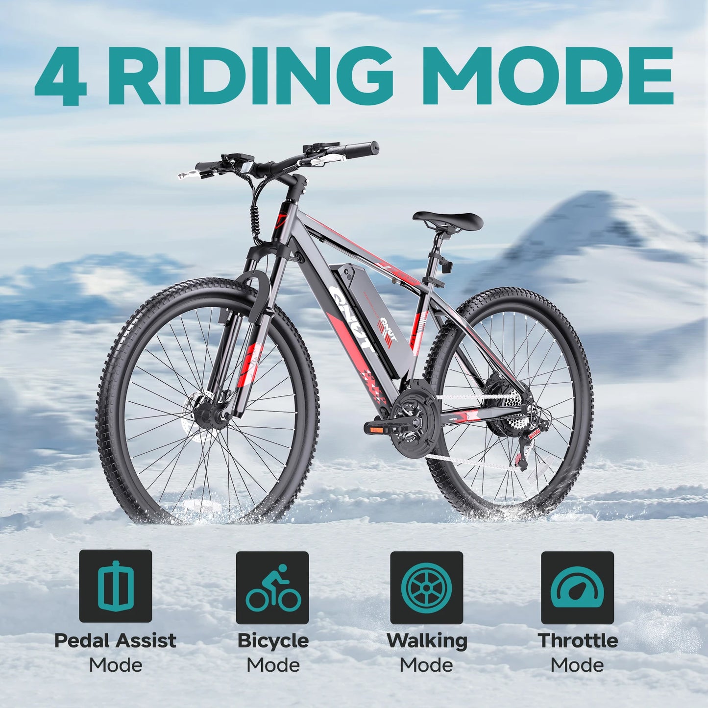 QNUT Victor3.0 Mountain electric Bicycle 1000W 36V 10.4AH 26" Tire All-Terrain E-Bikewith Front Fork Suspension and Dual Disc