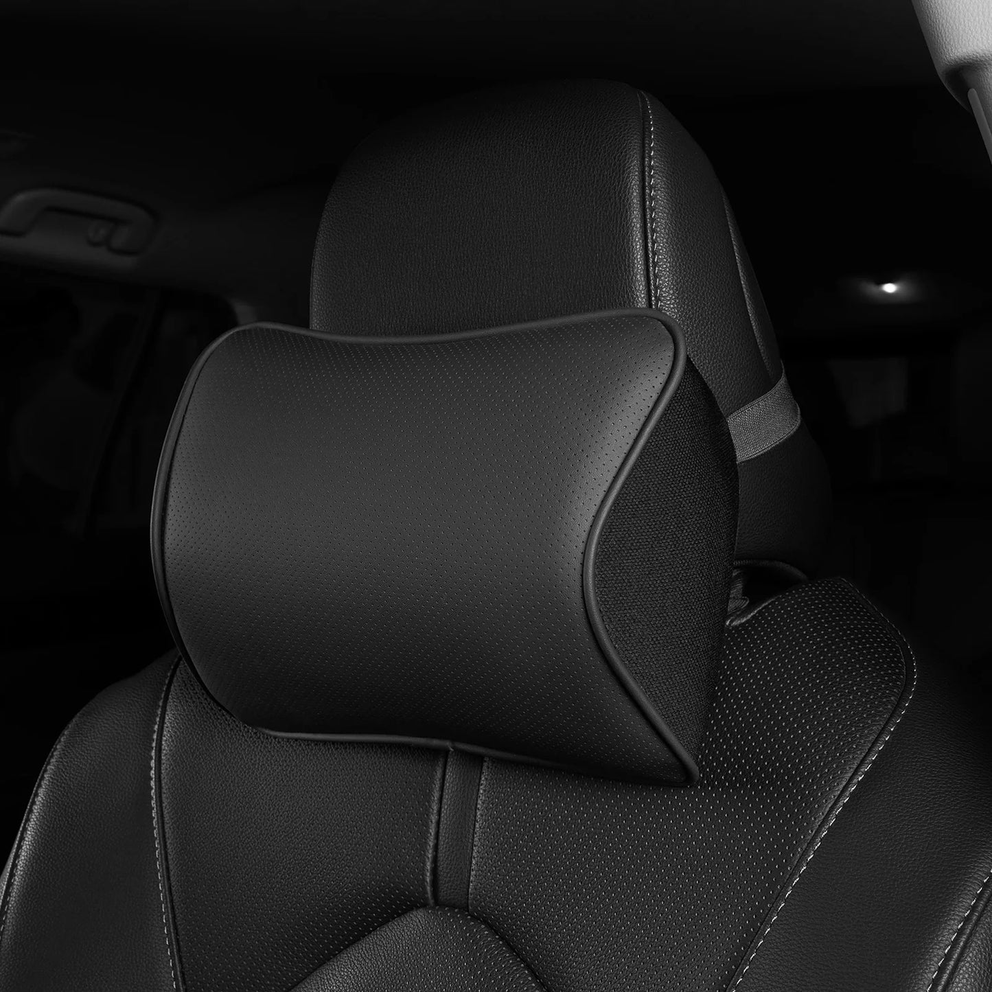 Car Neck Pillow, Softness Car Headrest Pillow for Driving with Adjustable Strap, 100% Memory Foam and Breathable Removable Cover