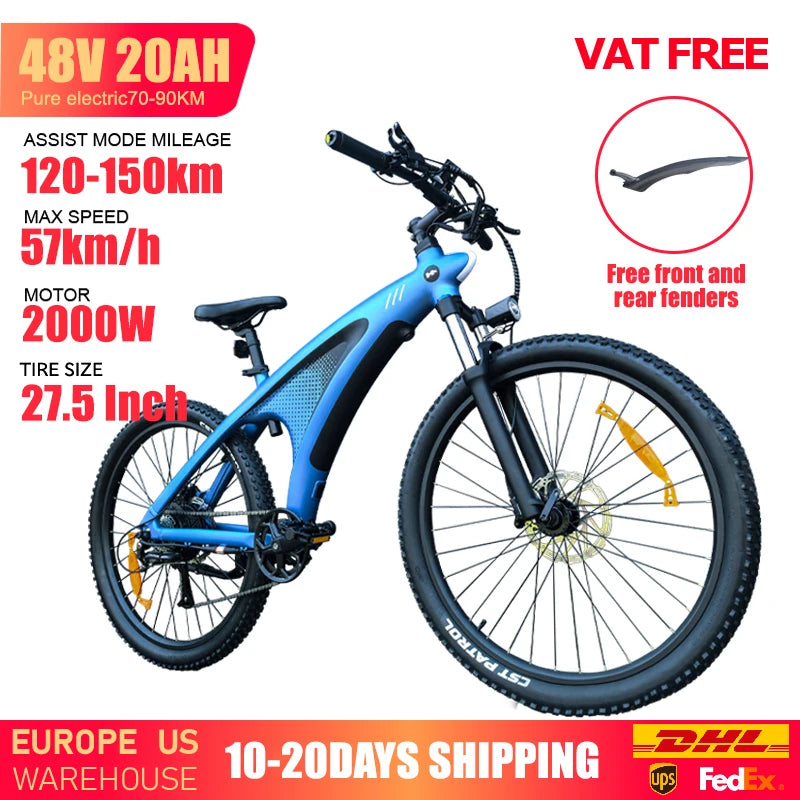 HUANCI Q5 E bike 2000W motor Off-Road Electric bike 48V 20AH electric bicycle 57km/h electric bikes for adult 27.5 Inch ebikes