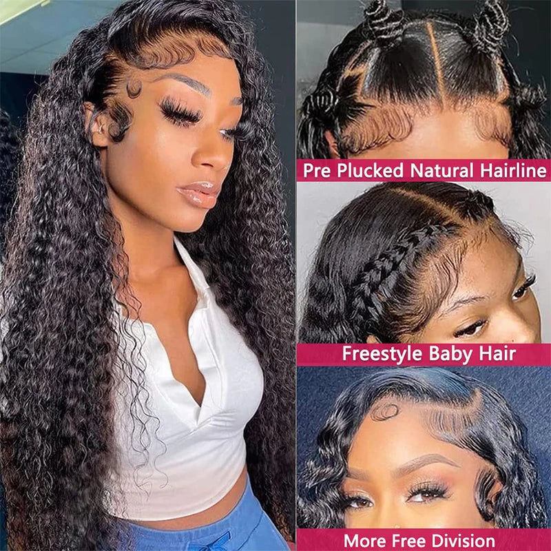 Deep Water Wave 13x6 Lace Frontal Human Hair Wigs For Women 200% Density 13x4 Lace Frontal Wig 100% Brazilian Human Hair 30inch