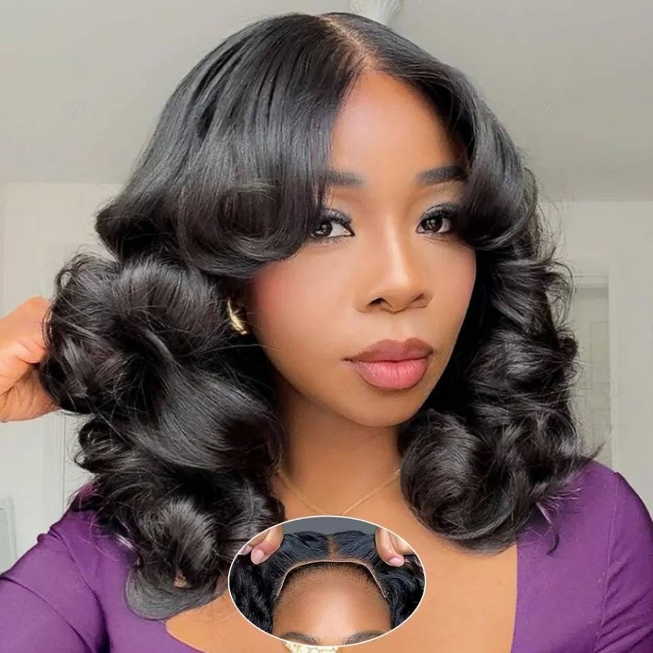 Wear And Go Glueless Bob Wig Human Hair Short Body Wave Lace Front Wigs Pre Cut Brazilian Hair 4X4 Hd Lace Closure Wig For Women