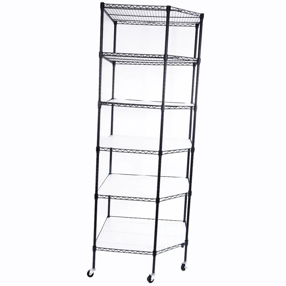 6 Tiers Corner Shelf, Adjustable Metal Storage Wire Shelving Unit Corner Rack Corner Shelving, Free Standing Corner Storage Rack