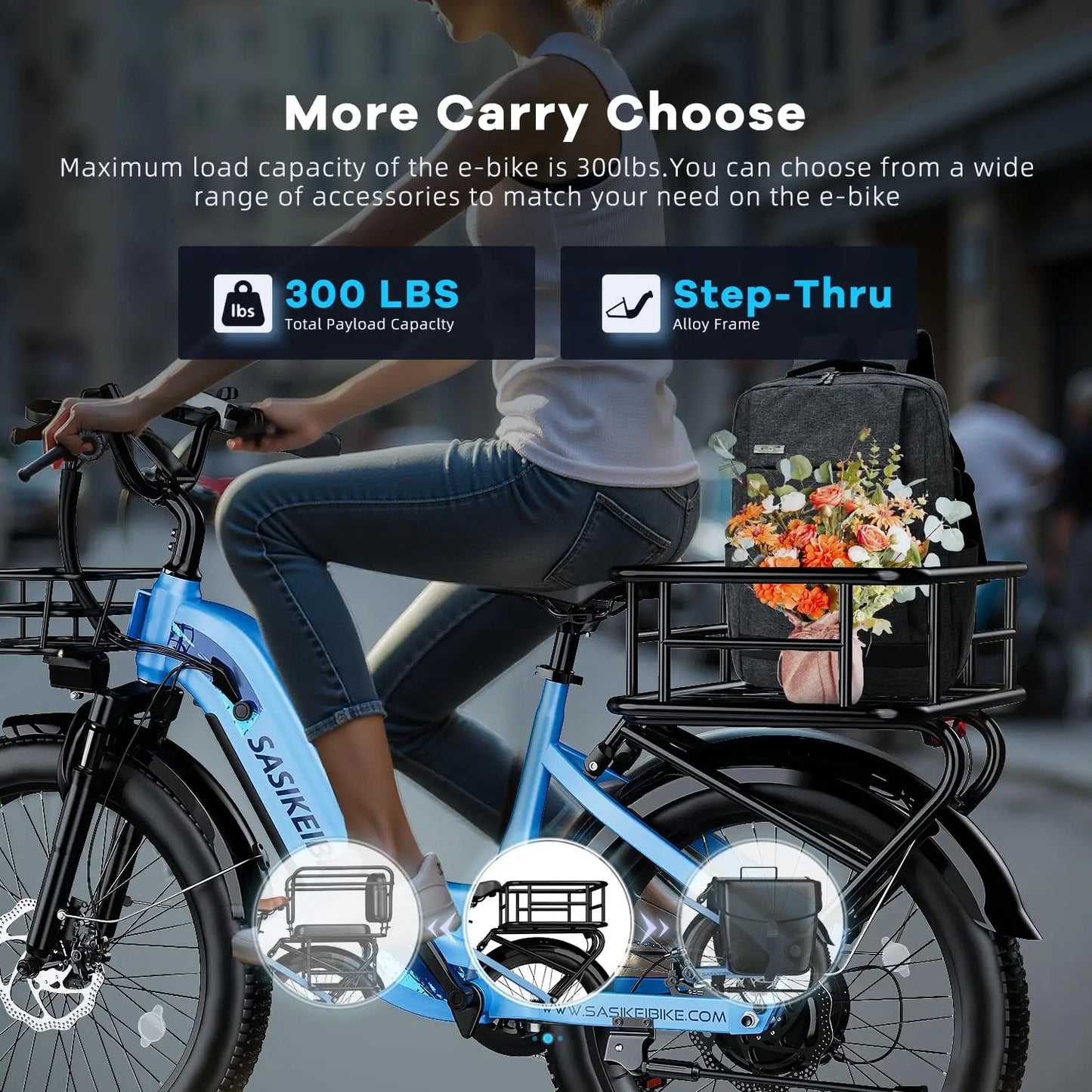 1500W Motor Peak Electric Bike for Adults and Teenagers, 48V 20AH Removable Battery Step Thru EBike, 30+MPH, 80, Customized
