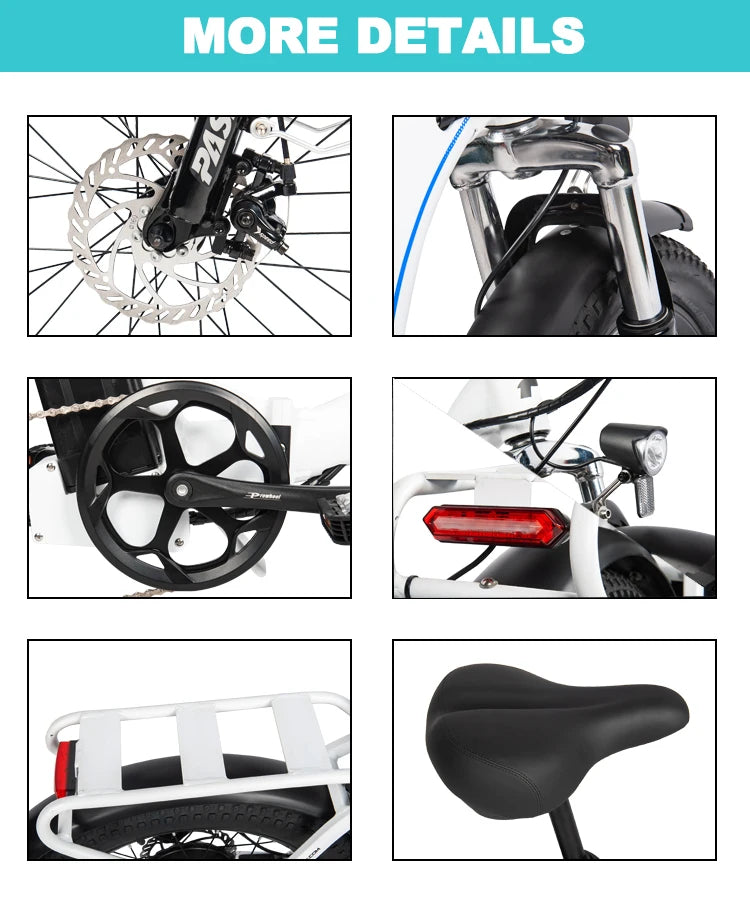 850W Peak Motor 20" Folding Electric Motorcycles Mountain E Bike For Adults, 27.5Mph 53Miles 48V 16AH Electric Bicycle Ebike