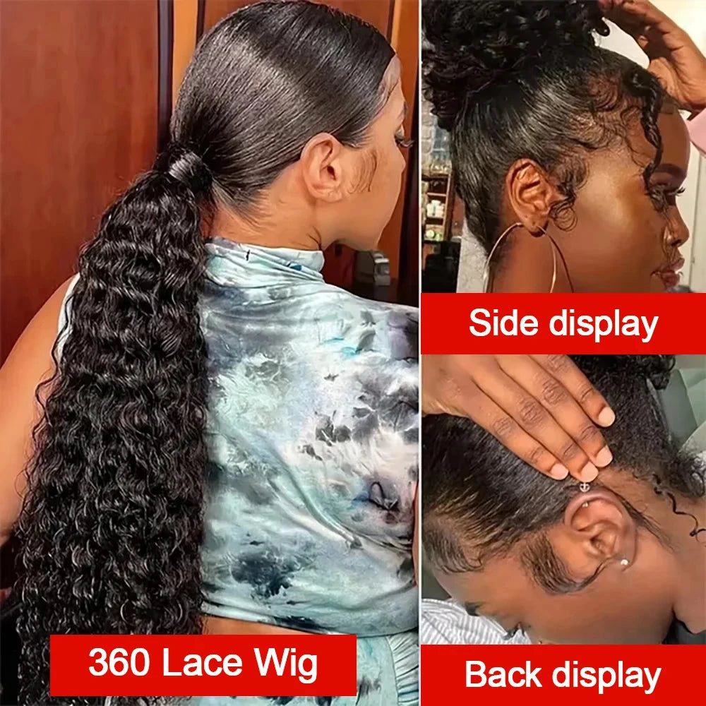 40 Inch 360 Full Lace Wig Deep Wave Frontal Wigs Brazilian Curly Human Hair Wigs Hd 360 Lace Wigs Invisible Drawstring For Women