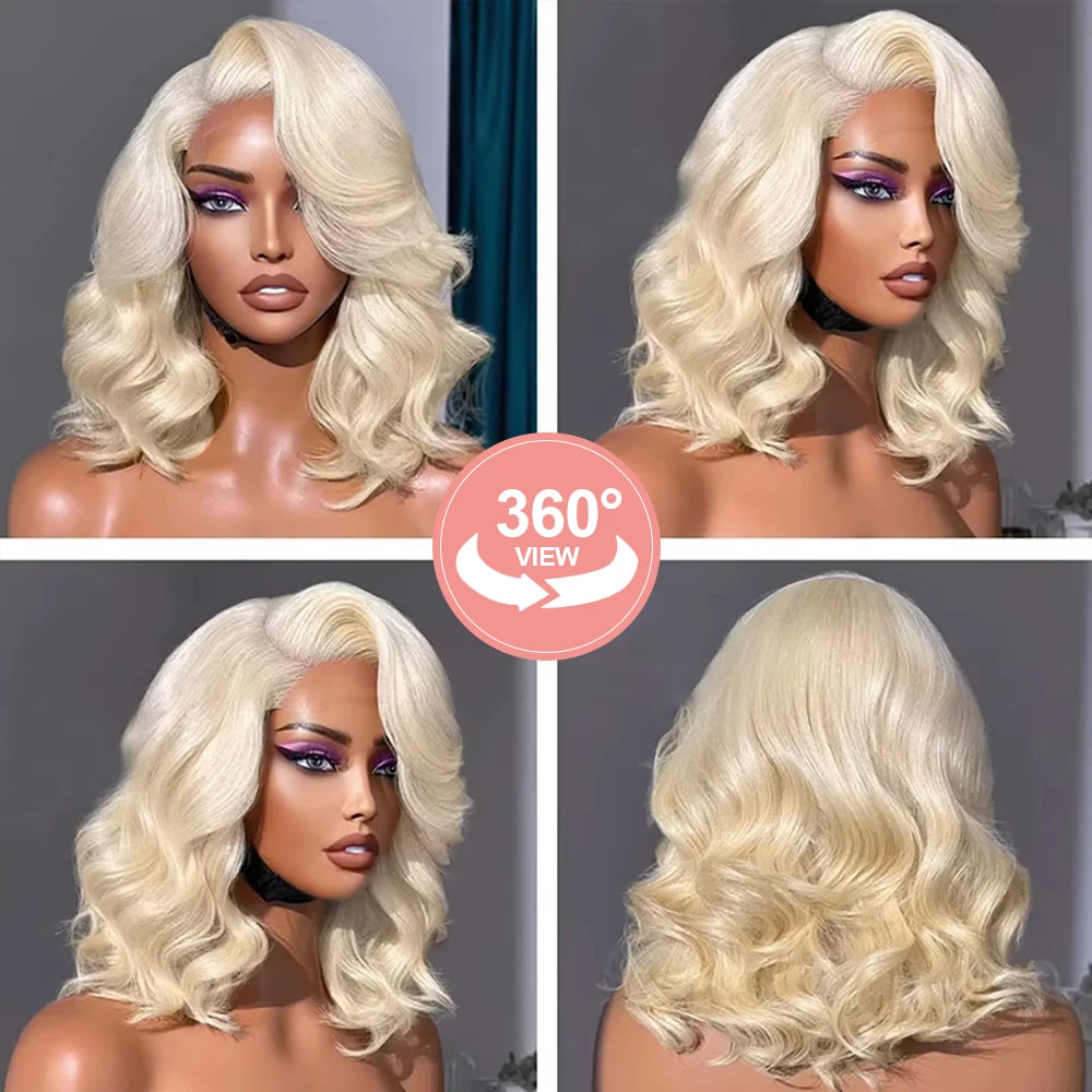 613 Blonde Lace Front Wig Human Hair Body Wave 13X6 Hd Lace Frontal Wig Short Bob Lace Front Human Hair Wig Hd Lace Wig 16 Inch