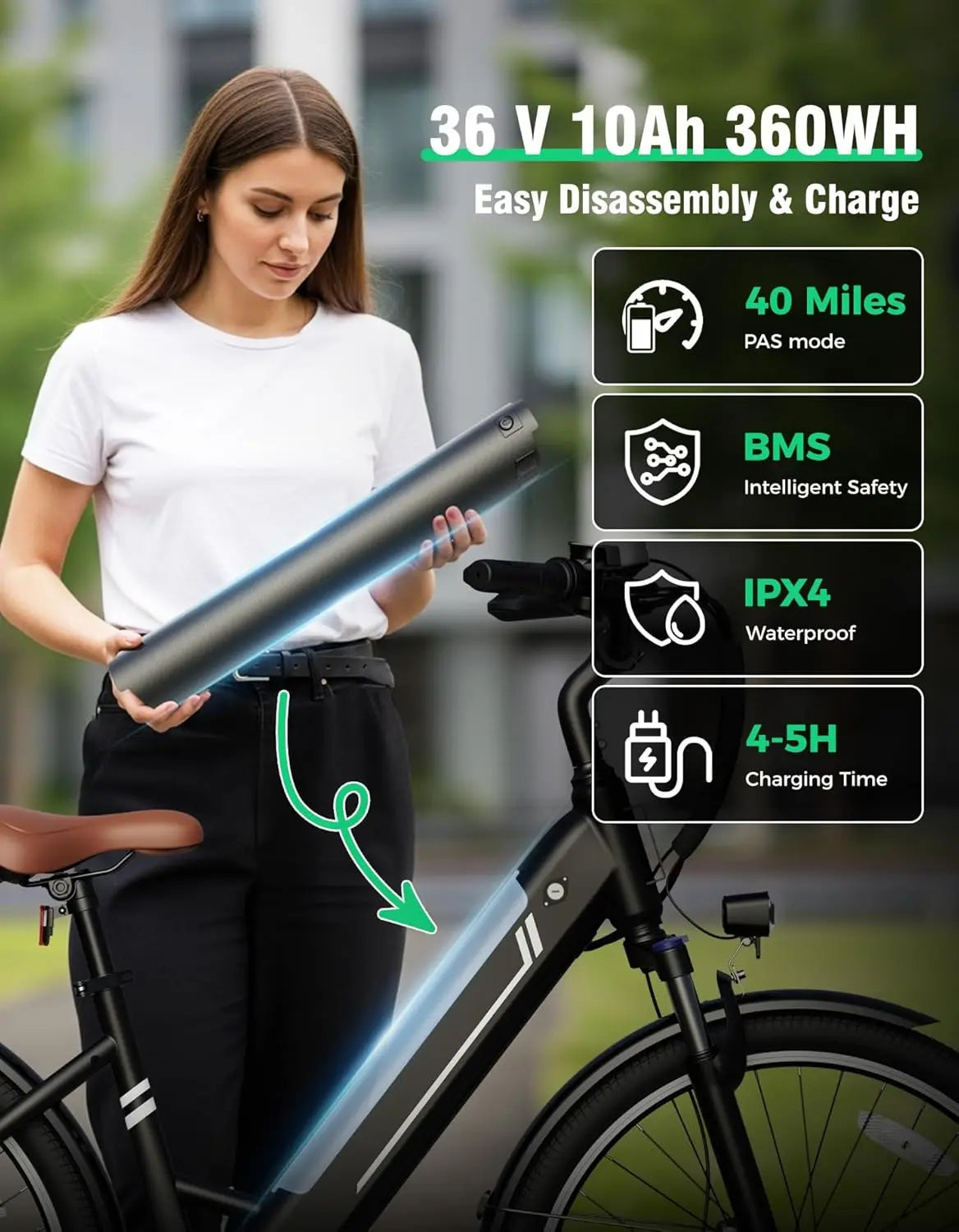Electric Bikes for Adults,1000W Electric Bike, 26" Ebikes for Adults with 375Wh Removable Battery, 25MPH&40Miles, Customized