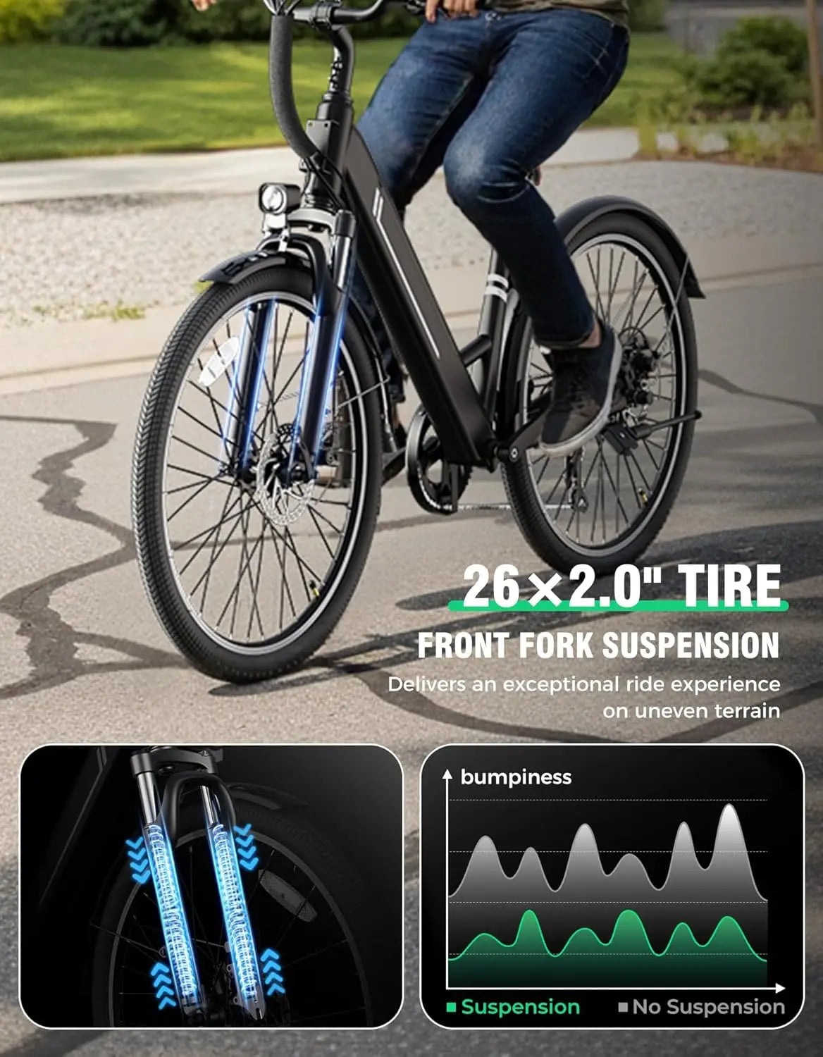 Electric Bikes for Adults,1000W Electric Bike, 26" Ebikes for Adults with 375Wh Removable Battery, 25MPH&40Miles, Customized