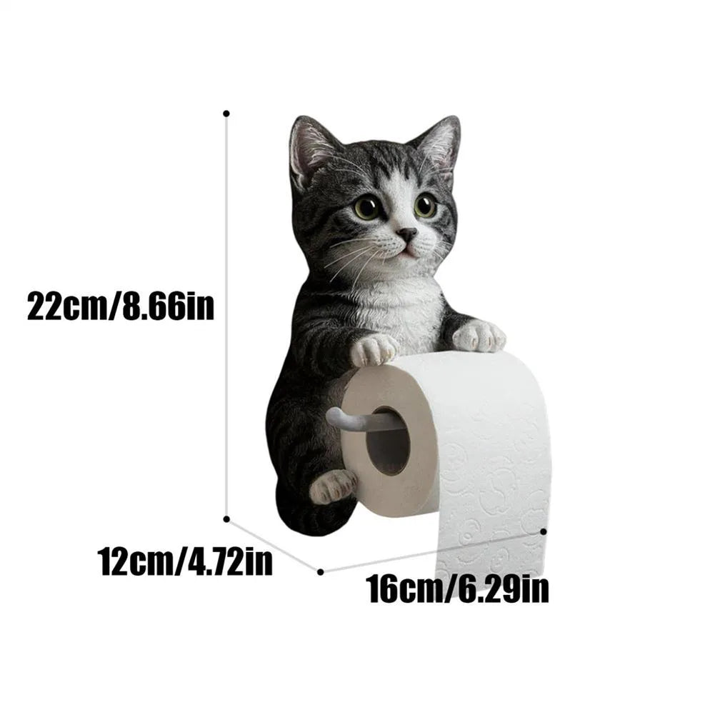 Cute Toilet Paper Holder Wall Mounted Toilet Paper Roll Rack Cat Shape Tissue Dispenser Racks Roll Paper Storage Stand For Home