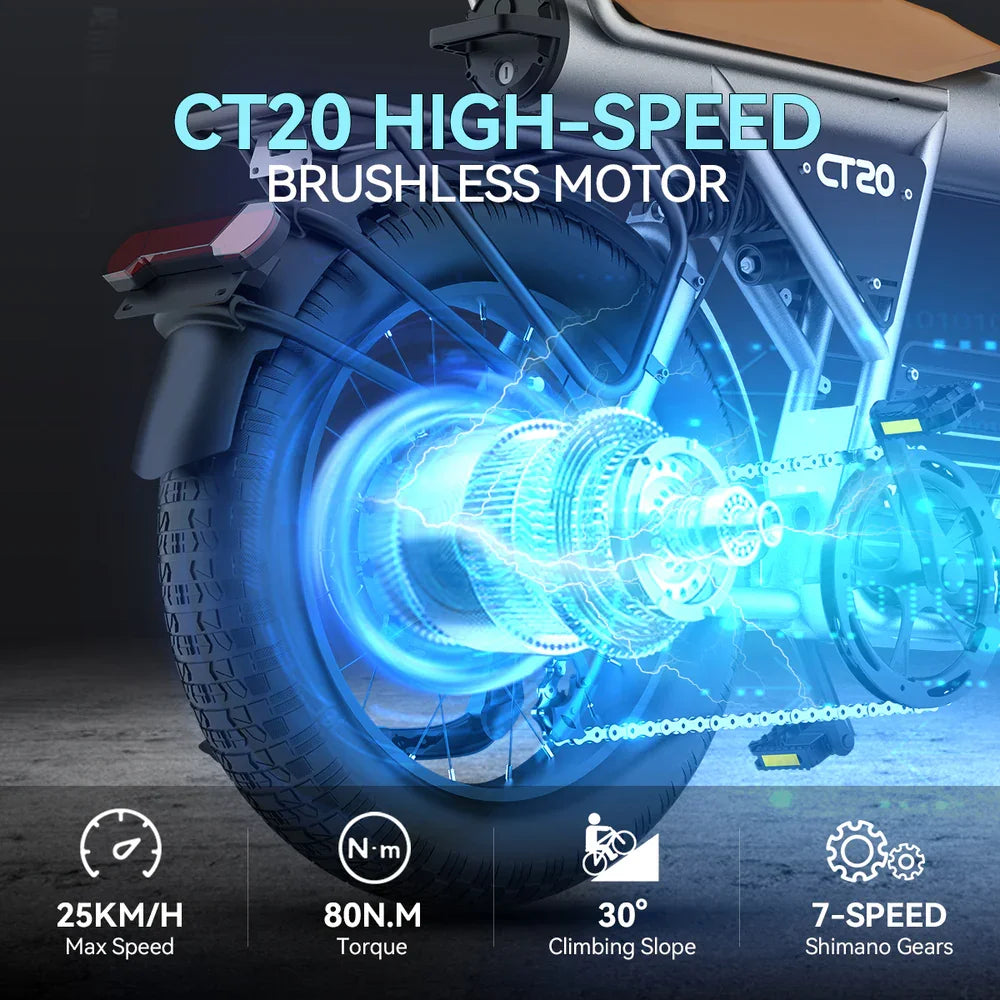 Coswheel Electric Bike CT20 20Inch Motorcycle 1500W Fatbike Ebike Mountain bike 48V 25AH Bikes Adult Electric Bicycle Motocycles
