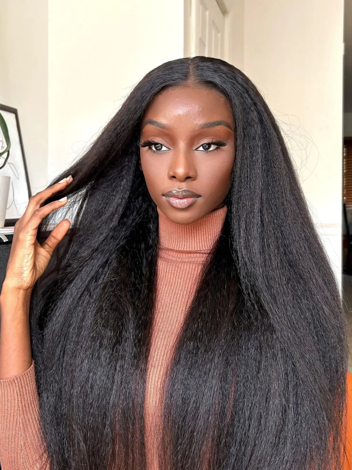Yaki Kinky Straight Glueless Wigs Human Hair Ready To Wear Preplucked 4C Edges 13x6 HD Lace Frontal Wig Human Hair For Women 200
