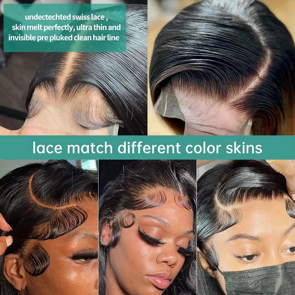13x6 Lace Front Wigs Human Hair 180 Density Hd Body Wave Lace Frontal Human Hair Wigs For Women Glueless Pre Plucked Black Wig