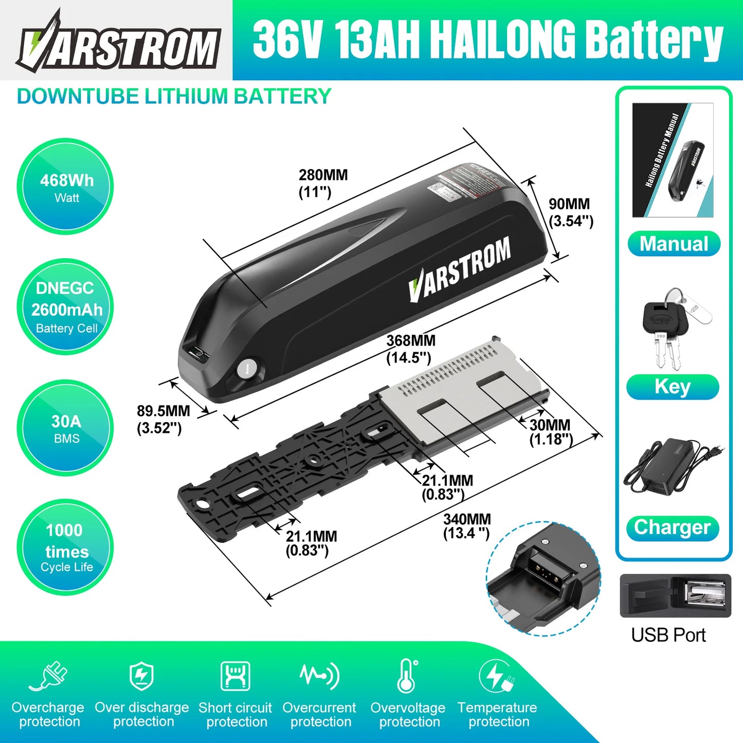 Electric Bike Battery Hailong 48V 36V 52V 20AH 30AH Downtube Pack with Original 21700 Cell 40A BMS for BBS02 TSDZ8 E-Bike Motor