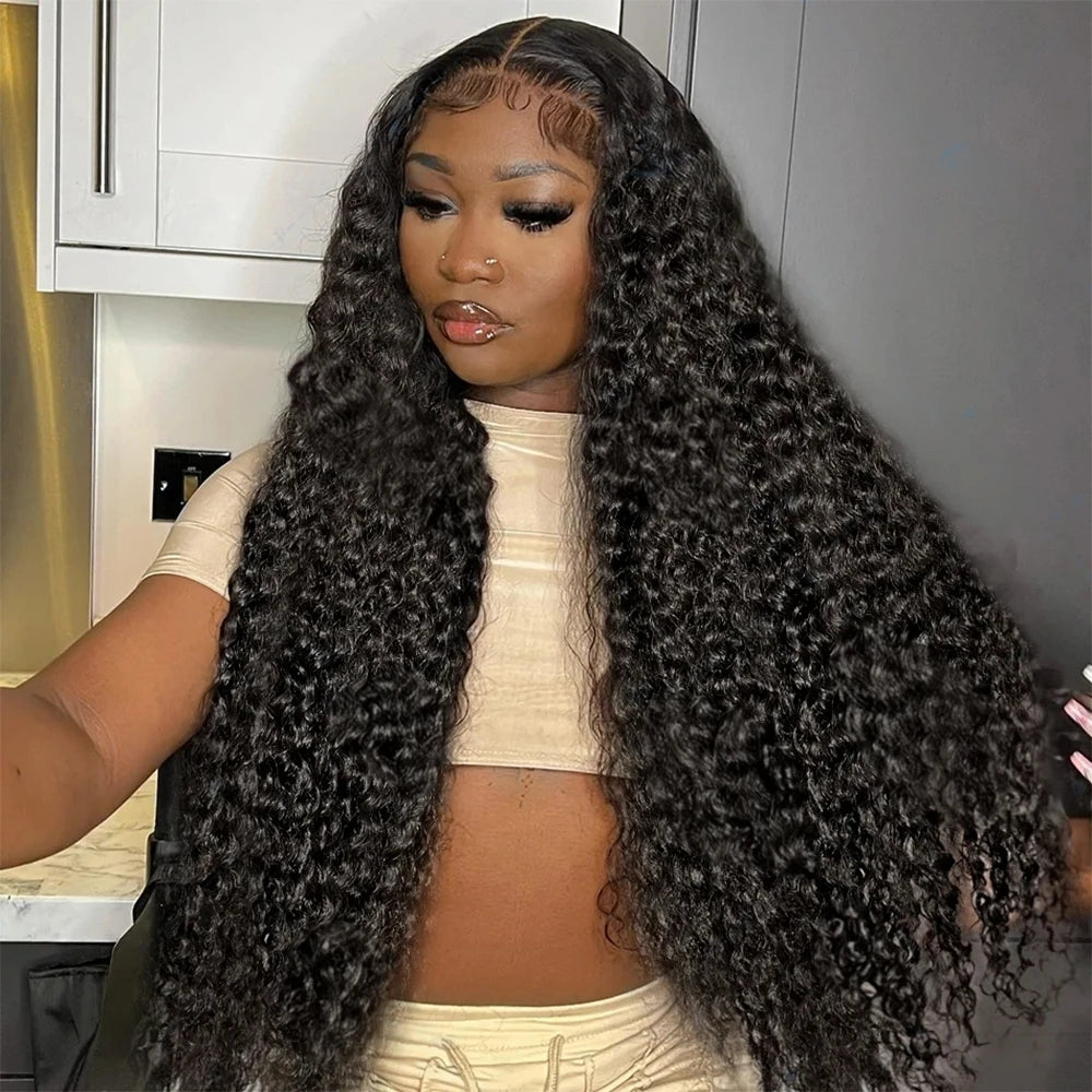 46 Inch Curly Wigs Deep Wave Human Hair 13x6 Lace Frontal Wigs 300% Density Glueless Wigs Human Hair 13x4 360 HD Lace Front Wigs