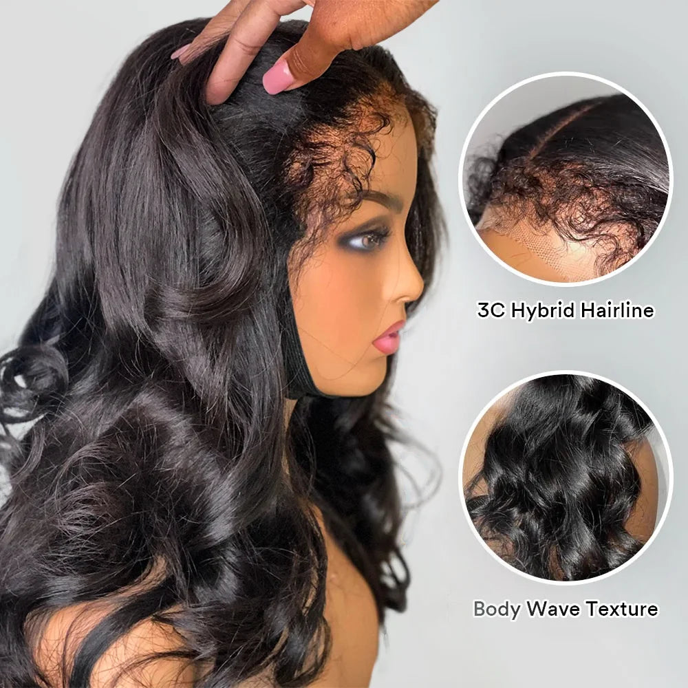 4C Edges Curly Baby Hair Wig Body Wave 13x6 HD Lace Frontal Wig Loose Wave Lace Front Human Hair Wigs 250% Full Hair Lace Wigs