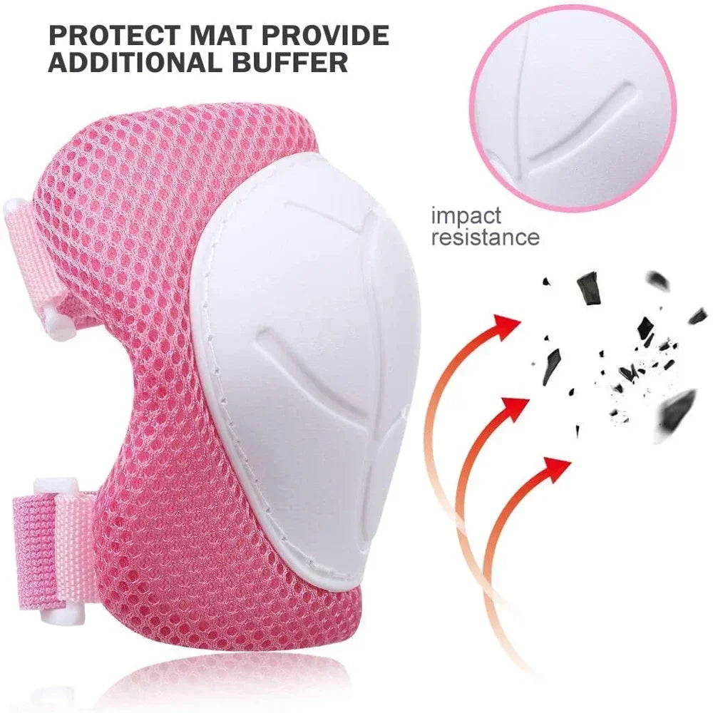 6PCS Kids Protective Gear Set - Knee & Elbow Pads + Wrist Guards for Toddlers 3-7 Years, Skating & Playground Safety