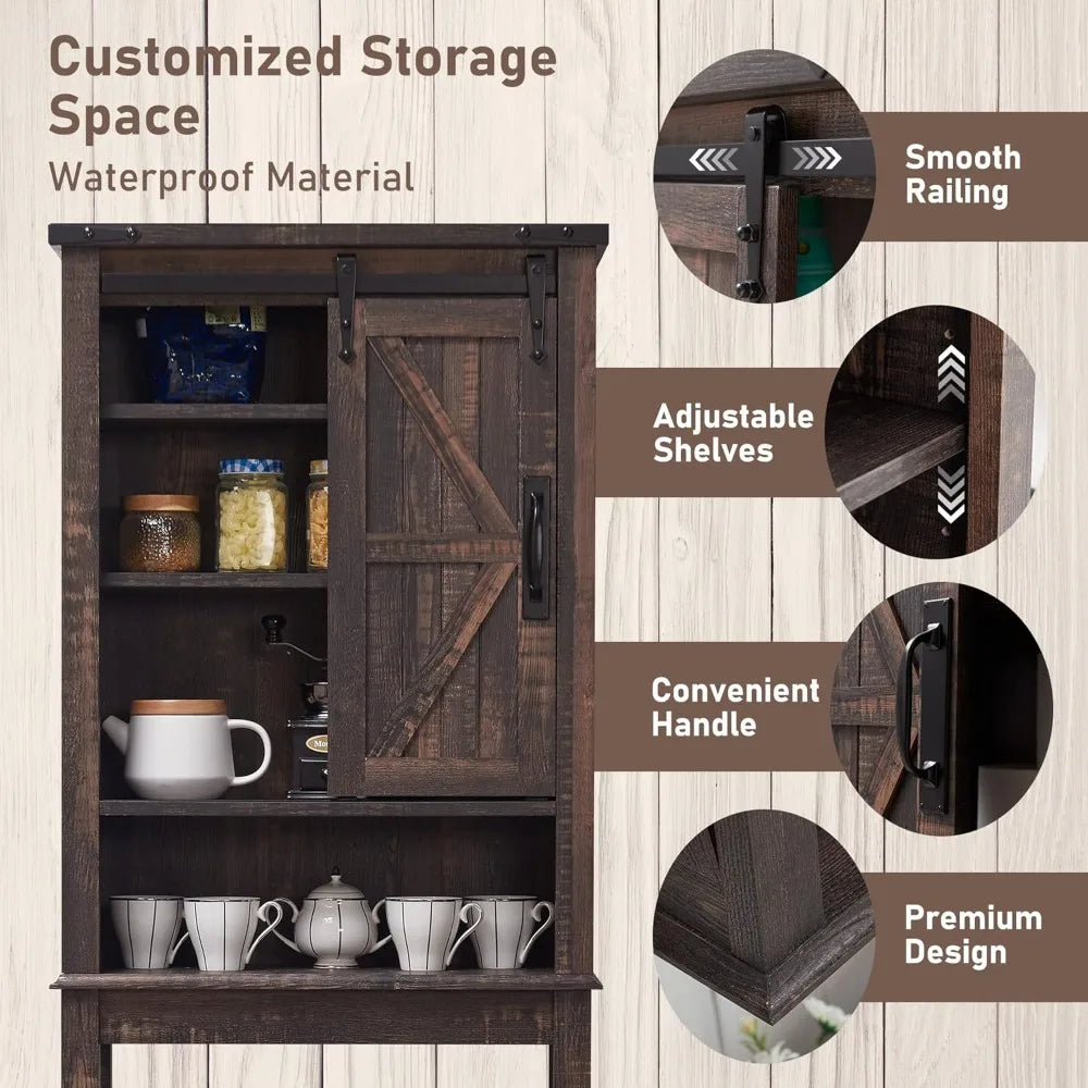 Over The Toilet Storage Cabinet, Farmhouse Storage Cabinet Over Toilet with Sliding Barn Door & Adjustable Shelves, Home Space