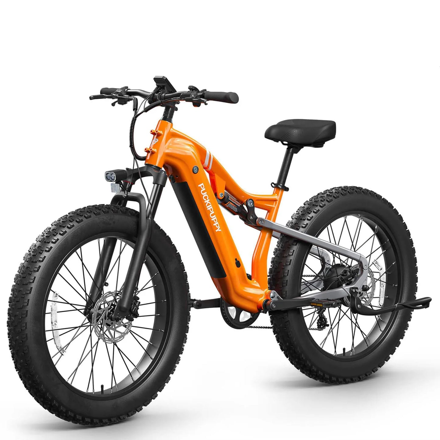 PUCKIPUPPY Electric Bike for Adults 26" Fat Tire 8 Speed 28 MPH Full Suspension Electric Mountain Bike 1350W Peak 48V 20AH Ebike