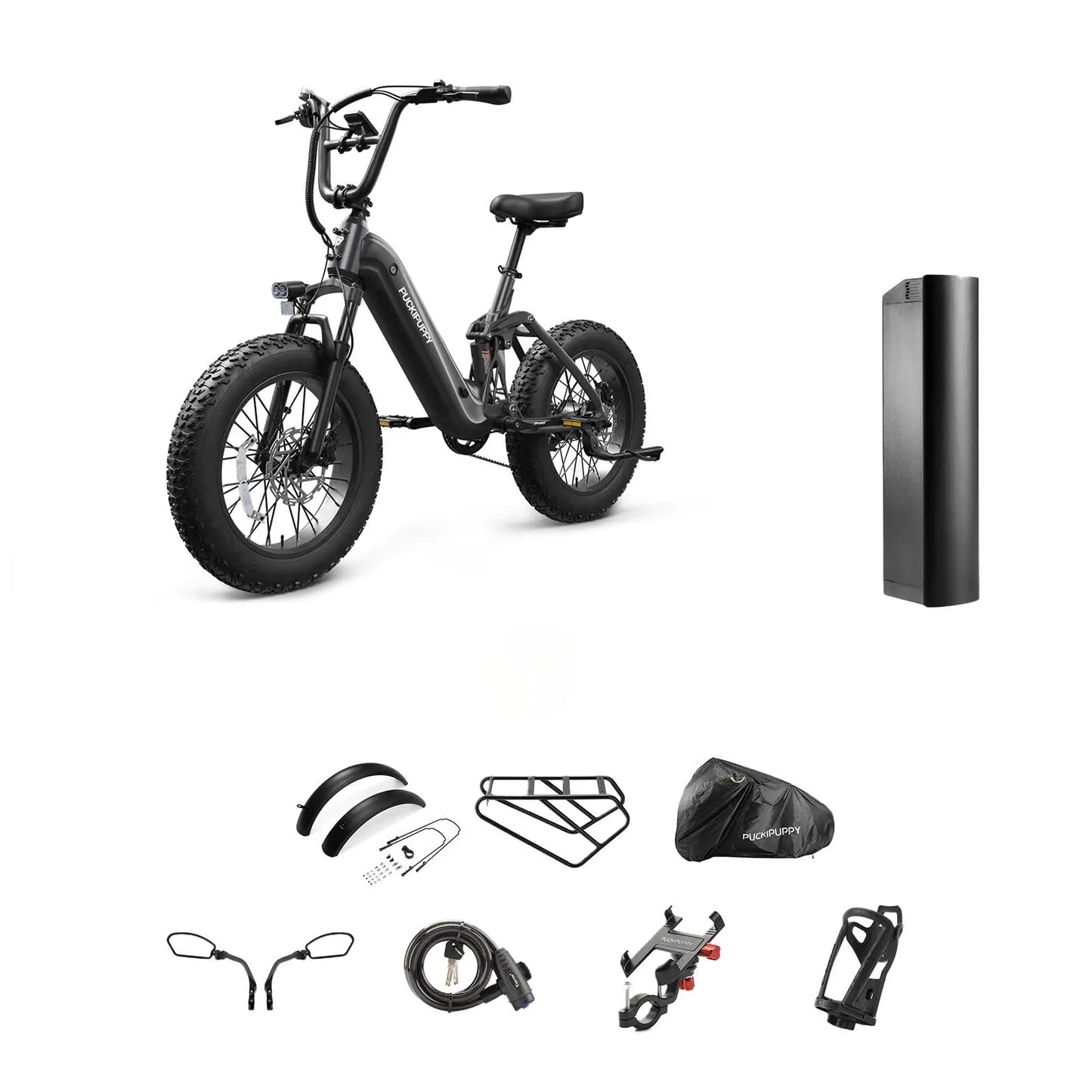 PUCKIPUPPY Corgi Electric Bike Mountain Ebike 20'' Fat Tire 960W 48V 20Ah Full Suspension Electric Bicycle with 2-Year Warranty