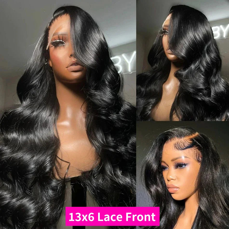 13x6 Lace Front Wigs Human Hair 180 Density Hd Body Wave Lace Frontal Human Hair Wigs For Women Glueless Pre Plucked Black Wig