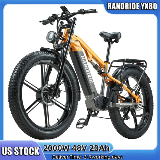 RANDRIDE YX80 2000W Dual Motor All-Terrain E-Bike 48V 20Ah Long Range Full Suspension Shimano 7-Speed Off-Road Electric Bike