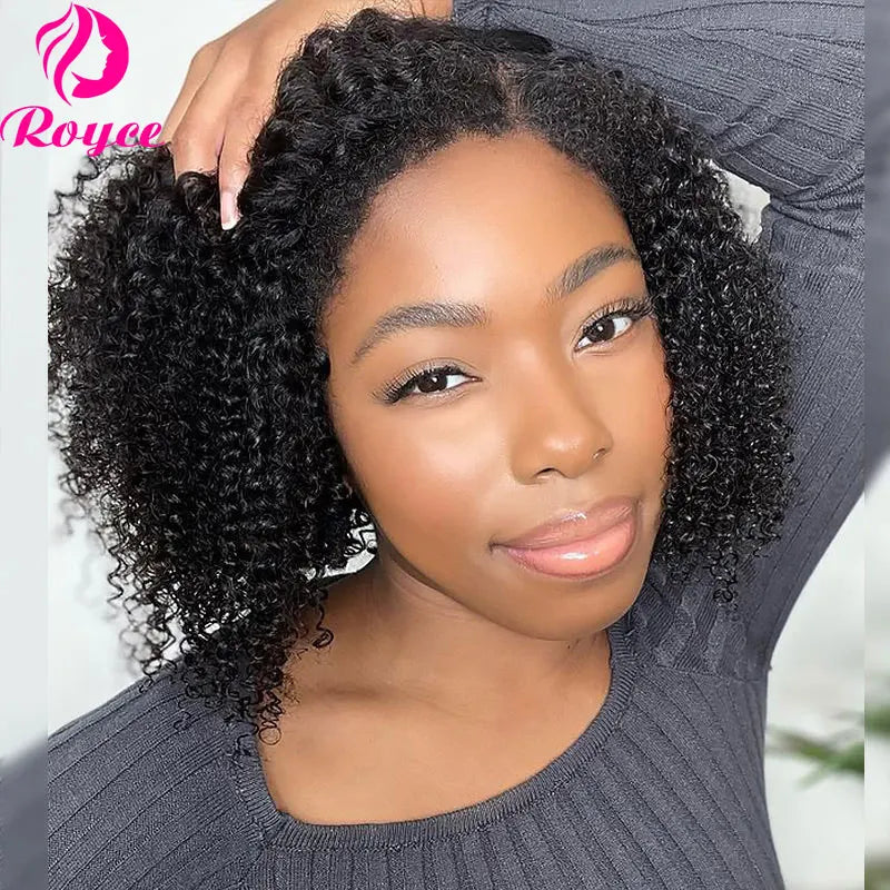 Kinky Curly Edged Short Bob Human Hair Wigs 13x4 Transparent Lace Front Wigs For Women Human Hair Remy 4x4 Closure Soft Bob Wig