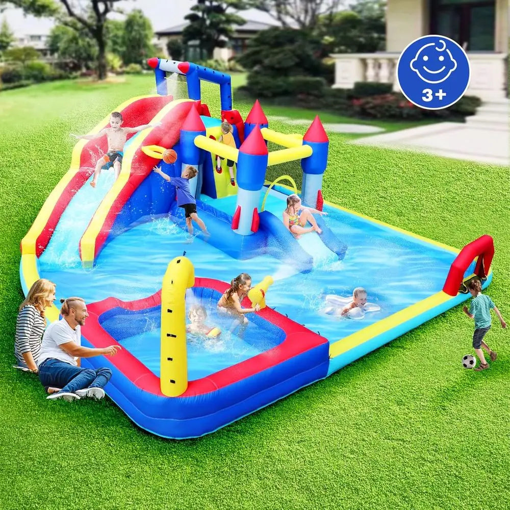 10 in 1 Iatable Water Slide Bounce House for Kids,19ft L x 17ft W x 8ft H,Blow Up Water Slide for Backyard,Iatable Pool Slide wi