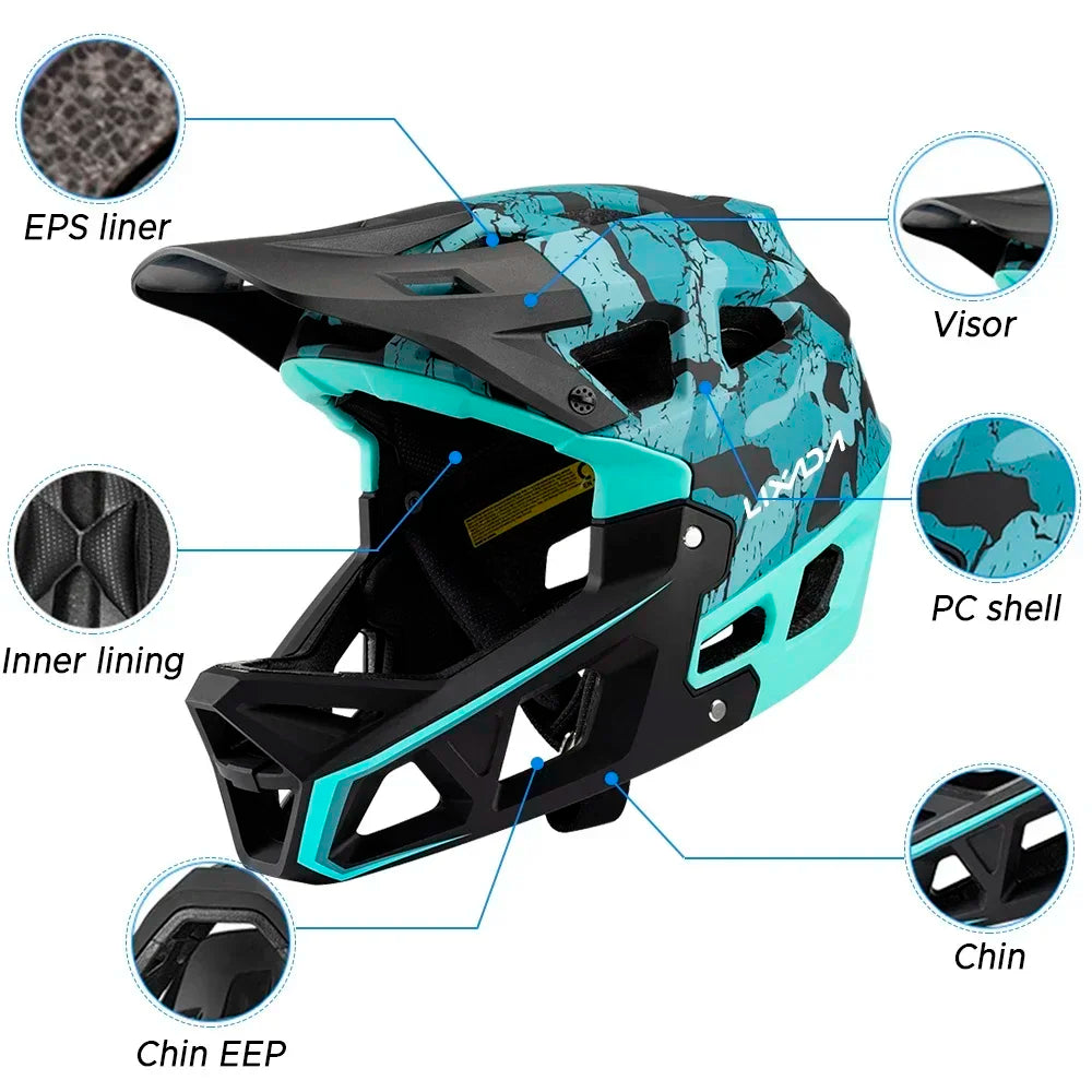 Full Face MTB Helmet for Downhill Racing Adults with 31 Vents & Adjustable Visor, Men/Women Mountain Bike Safety Cycling Gear