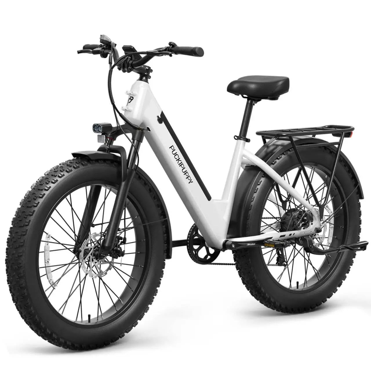 PUCKIPUPPY Samoyed Electric Bike for Adults 960W Peak 48V 15AH Electric Bicycle 26" Fat Tire Commuter E-Bike 2-Year Warranty